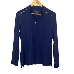 Lillie Green Blue 1/4 Zip Pullover long sleeve Tennis, Golf,  Size Medium